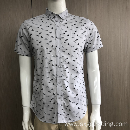 100% Cotton print men's short sleeve shirt